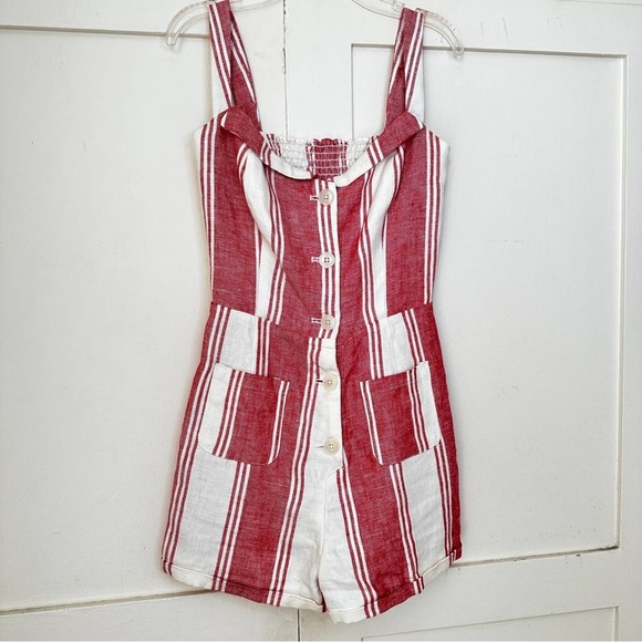 Reformation Coconut Romper in Cuba Stripe 2 - Picture 3 of 7